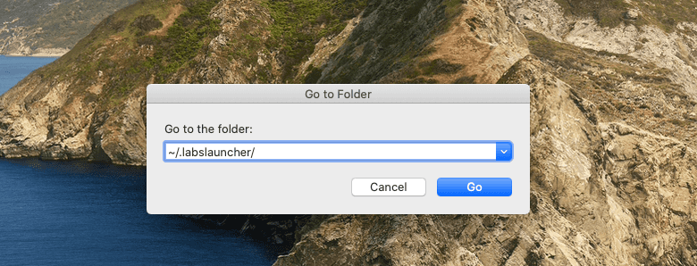 Go to Folder dialogue box
